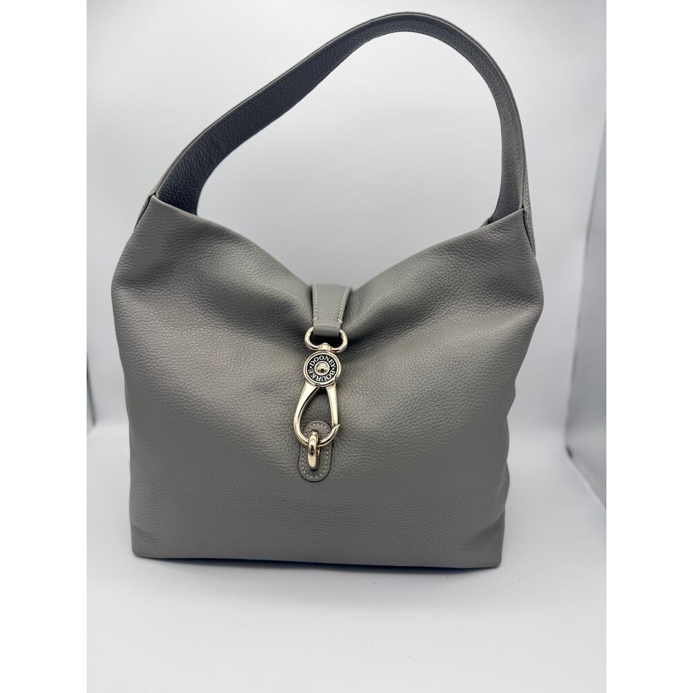 Dooney & Bourke Pebble Grain Logo Lock Hobo Bag - Elephant